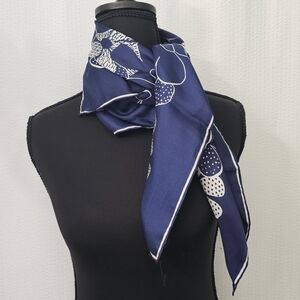 Burmel Blue and White Flower Patterned Scarf